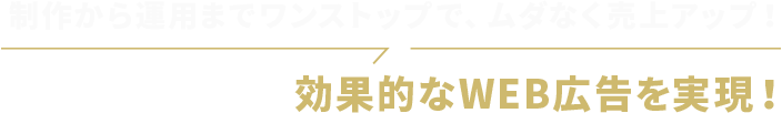 業界最高水準の効果的なWEB広告を実現！
